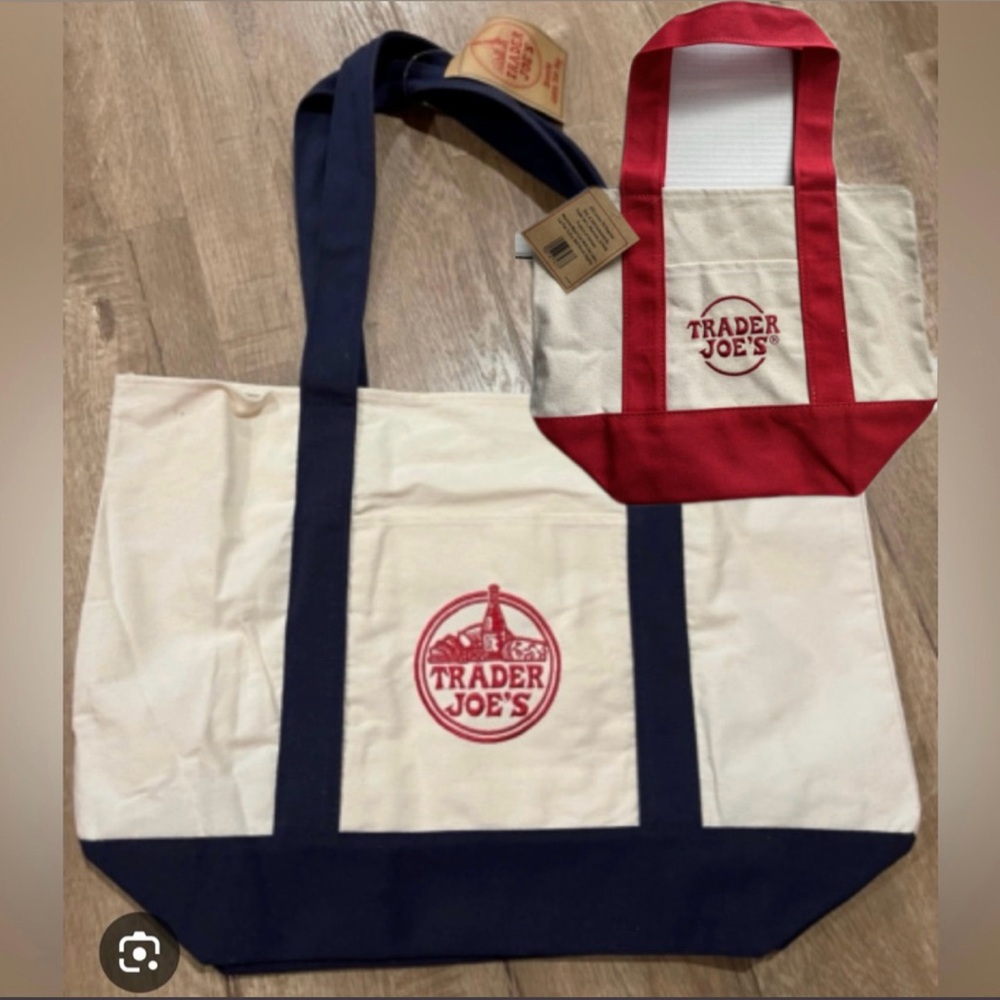Trader Joe's Canvas Tote Bag - with Red Mini tote bag! You get both for price